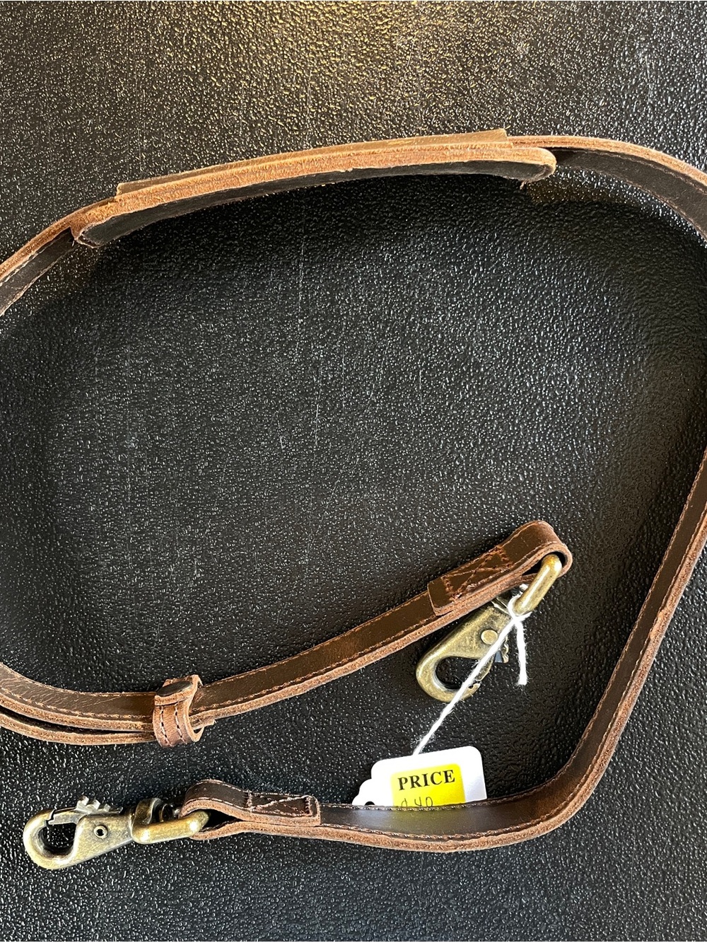 Nena & Co. Adjustable Brown Leather Shoulder Strap with Brass Clips